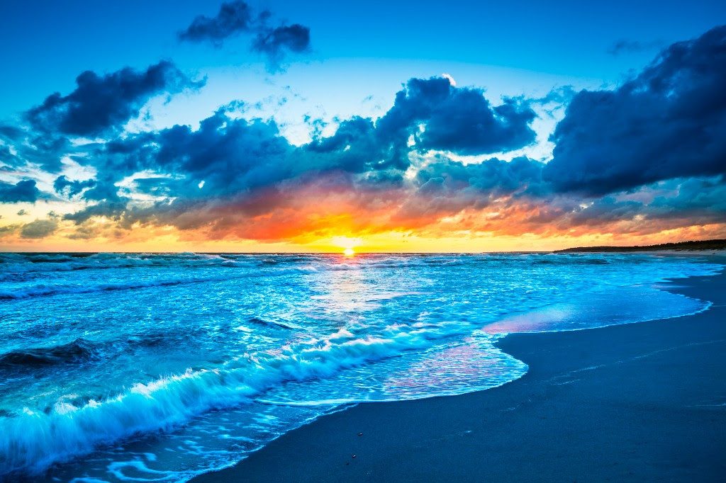 sunset blue ocean